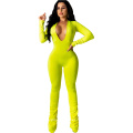 Wholesale Cheap Women Long Sleeve One Piece Stacked Pants Jumpsuit